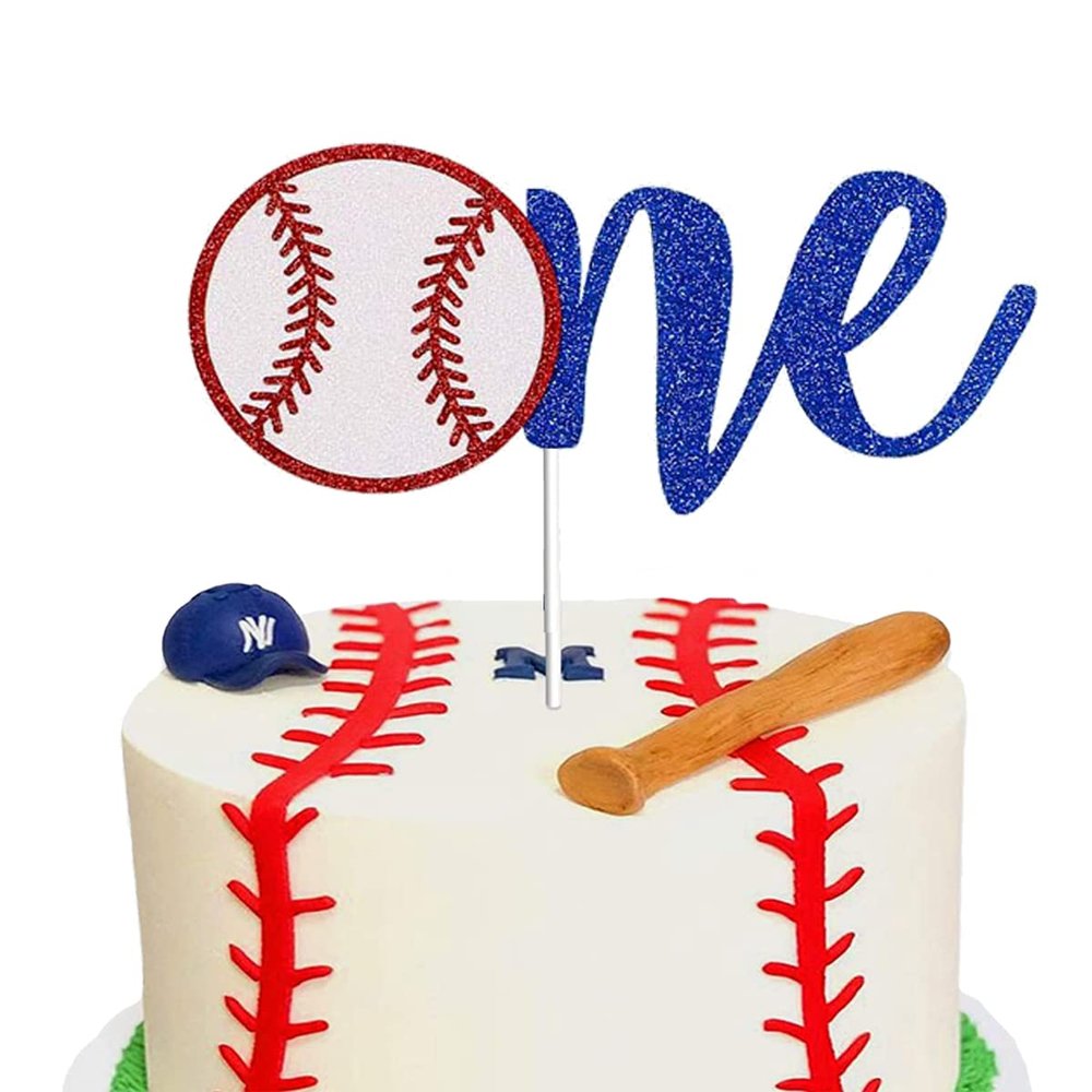Baseball Cake Topper- Glitter, Baseball 1st Birthday Cake Topper, Sport Theme First Birthday Cake DecorationBaseball Theme Kids Birthday Party Supplies