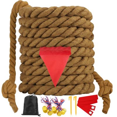 Outdoor Games Tug of War Rope for Kids and Adults, Field Day Family Reunion Birthday Party Games, Camping Picnic Games, Outside Yard Lawn Carnival Game, Fun for Team Building Activities, 20FT, Brown