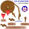 Outdoor Games Tug of War Rope for Kids and Adults, Field Day Family Reunion Birthday Party Games, Camping Picnic Games, Outside Yard Lawn Carnival Game, Fun for Team Building Activities, 20FT, Brown view 3