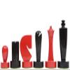 Berliner Series Modern Minimalist Chess Pieces in Red and Black Painted Box Wood - 3.7" King view 1