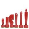Berliner Series Modern Minimalist Chess Pieces in Red and Black Painted Box Wood - 3.7" King view 2