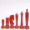 Berliner Series Modern Minimalist Chess Pieces in Red and Black Painted Box Wood - 3.7" King view 3