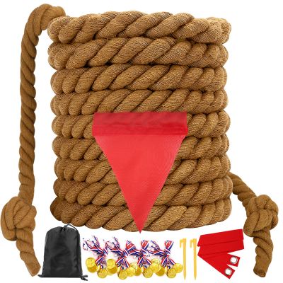 WYRJXYB Field Day Tug a War Rope Games 60FT for Kids and Adult, Outdoor Outside Activities Carnival Easter Games for Kids Family Reunion Birthday Party Lawn Picnic Yard Game for Team Building, Brown