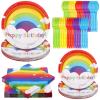 100 Pcs Rainbow Party Supplies Include 7 Inch Rainbow Plates 9 Inch Party Plates Napkins Forks and Spoons for 20 Guests Birthday Party Decorations view 1