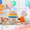 100 Pcs Rainbow Party Supplies Include 7 Inch Rainbow Plates 9 Inch Party Plates Napkins Forks and Spoons for 20 Guests Birthday Party Decorations view 4