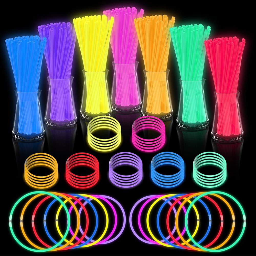 JICUICUI Glow Sticks Bulk Party Pack- Ultra Bright 500pk Glow in the Dark Party Favors, Valentines Decorations, Glow Sticks Party Supplies Glow Necklaces and Glow Bracelets with Connectors