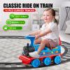JOYLDIAS Ride On Train with 16pcs Curved Tracks, 6V Electric Ride On Toy Trains with Lights, Horns, Storage, Retractable Foot Pedals, Gift for Toddlers Under 39 inches, Blue view 2