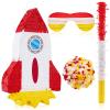 Space Piatas for Birthday Party Rocket Piata with Stick, Blindfold, Confetti for Adults Birthday Baby Shower Party Supplies view 1
