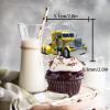 18pcs Glitter Truck Car Dessert Cupcake Topper Transportation Vehicle Theme Decor Supplies Baby Shower Boy Girl Happy Birthday Party Decorations view 2