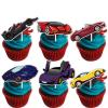 18pcs Glitter Race Car Dessert Cupcake Topper Racing Car Rider Theme Decor Supplies Baby Shower Boy Girl Happy Birthday Party Decorations view 1