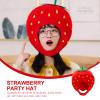 STOBOK Plush Strawberry Hat, Fruits Headgear Hood Cosplay Costume for Dress Up Decor view 4