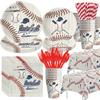 HIPVVILD Baseball Party Decorations Tableware, Baseball Birthday Baby Shower Party Supplies Dinnerware Include Paper Plate, Cup, Napkin, Tablecloth, Cutlery, Straw, Serves 24 view 1