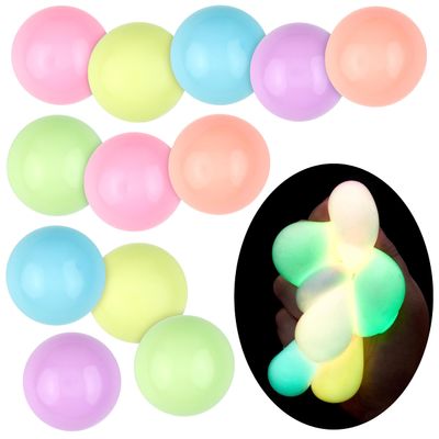 12pc Value Pack - Squeeze Balls in Glow in The Dark Colors - Fidget Toy Stress Balls for Adults and Kids - Anxiety Relief Items to Squish, Squeeze, Throw and Stick Fidgets for Kids