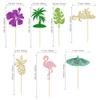 28Pcs Tropical Cupcake Toppers Aloha Flamingo Cupcake Picks Hawaiian Luau Cake Decorations for Summer Aloha Baby Shower Tropical Wedding Party Decorations view 2