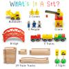 KipiPol Wooden Train Sets for Boys 2-4-7  38 Pcs Wood Train Set for Toddlers w/Crane, Bridge & Wooden Train Tracks  Train Toys for 3 Year Old Boys & Girls  Fits Thomas Brio IKEA Melissa and Doug view 2