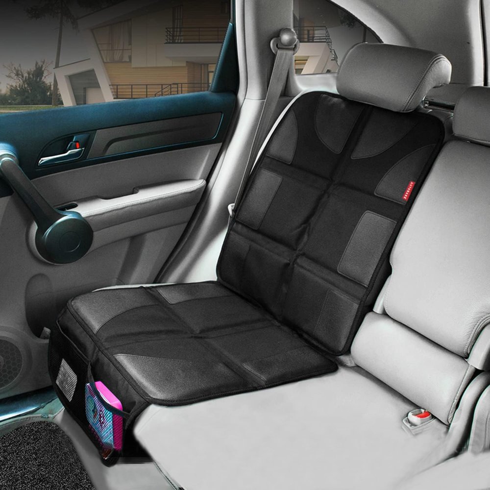 Autobase Car Seat Protector for Child Car Seat | Largest and Thickest Waterproof Backseat Protector for Kids and Pets | Heavy-Duty Non-Slip Rubber Padded Backing (Black, XL 1 Pack)