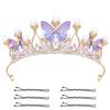 KINBOM Butterfly Crown for Girls, Princess Purple Crown Exquisite Princess Tiara with Pearls Butterfly Headband for Halloween Christmas Birthday Cosplay Costumes view 1
