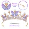 KINBOM Butterfly Crown for Girls, Princess Purple Crown Exquisite Princess Tiara with Pearls Butterfly Headband for Halloween Christmas Birthday Cosplay Costumes view 4