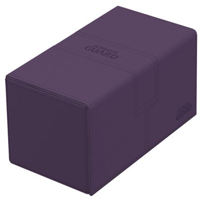 Ultimate Guard Twin Flip'n'Tray 200+, Deck Case for 200 Double-Sleeved TCG Cards + Dice Tray, Purple, Independent Magnetic Closure & Microfiber Inner Lining