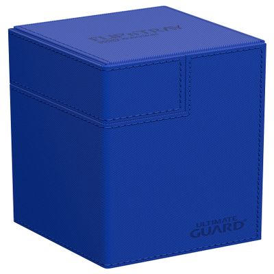 Ultimate Guard Flip'n'Tray 100+, Deck Case for 100 Double-Sleeved TCG Cards + Dice Tray, Blue, Independent Magnetic Closure & Microfiber Inner Lining