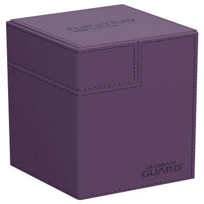 Ultimate Guard Flip'n'Tray 100+, Deck Case for 100 Double-Sleeved TCG Cards + Dice Tray, Purple, Independent Magnetic Closure & Microfiber Inner Lining