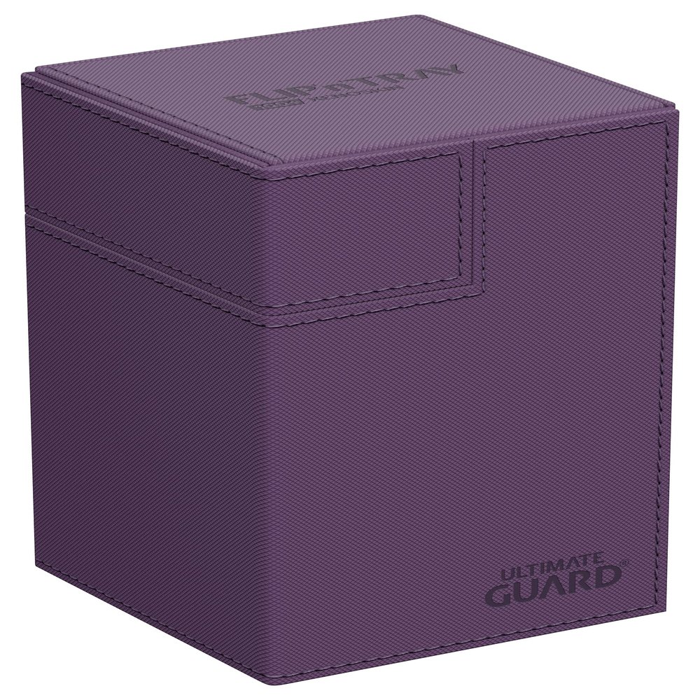 Ultimate Guard Flip'n'Tray 100+, Deck Case for 100 Double-Sleeved TCG Cards + Dice Tray, Purple, Independent Magnetic Closure & Microfiber Inner Lining