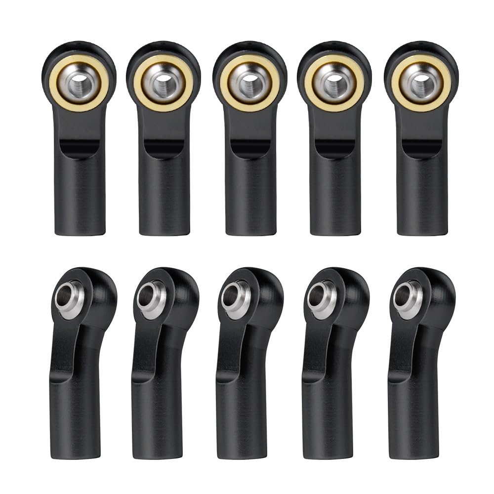 10/20pcs Orthodontic M3 Ball Head Aluminum L26mm Linkage Tie Rod Ends Metal Bend/Curved Ball Joints for 1/10 RC Car ( Color : Black 10pcs )