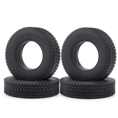 2Pcs Metal Rear Wheel Hub Rims with 4Pcs #2 22mm Width Rubber Tires for 1/14 Tamiya RC Trailer Tractor Truck Car Parts (Color : 4Pcs Tires)