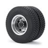 2Pcs Metal Rear Wheel Hub Rims with 4Pcs #2 22mm Width Rubber Tires for 1/14 Tamiya RC Trailer Tractor Truck Car Parts (Color : 4Pcs Tires) view 2