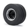 2Pcs Metal Rear Wheel Hub Rims with 4Pcs #2 22mm Width Rubber Tires for 1/14 Tamiya RC Trailer Tractor Truck Car Parts (Color : 4Pcs Tires) view 3
