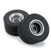 2Pcs Metal Rear Wheel Hub Rims with 4Pcs #2 22mm Width Rubber Tires for 1/14 Tamiya RC Trailer Tractor Truck Car Parts (Color : 4Pcs Tires) view 4