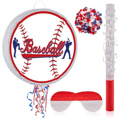 Baseball Piata for Birthday Party Softball Piata with Stick, Blindfold, Confetti for Adults Birthday Baby Shower Sports Party Supplies