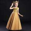 AINIFU Queen Dresses for Girls Summer Birthday Dresses Party Dresses Movie Costumes (9-10 Years) Gold view 4