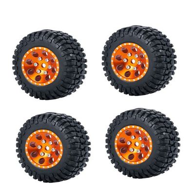 RC-Hub 4PCS 1.0" Wheel Tires Set for 1/24 Axial SCX24 AXI90081 AXI00001 AXI00002 AXI00005 AXI00006 RC Crawler Car (50mm, Orange)
