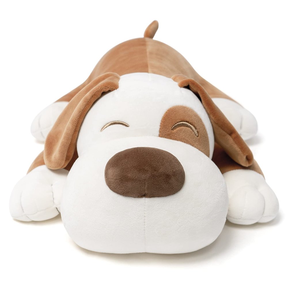 Niuniu Daddy 15" 1.9 Pound Weighted Stuffed Animals Brown Puppy Plush Toy Pillow - Kawaii Stuffed Animal for Kids, Toddlers & Teens - Soft Room Decor