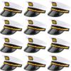 SGBETTER 12 Pieces Captain Hats White Adjustable Yacht Sailors Navy Hats for Adults Kids Halloween Yacht Cruise Line Theme Party Favors view 1