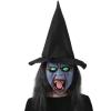 Mokylor 2 PCS Latex Witch Mask with Black Hair and Hat, Creepy Scary Women Costume Masks for Halloween Party Decorations view 1