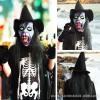 Mokylor 2 PCS Latex Witch Mask with Black Hair and Hat, Creepy Scary Women Costume Masks for Halloween Party Decorations view 2