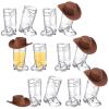 20 Pcs Plastic Mini Western Cowboy Cowgirl Hat and 10 Pcs Plastic Boot Shot Glasses Miniature Cute Doll Hat Cowboy Boot Cups (Brown, Simple Style) view 1