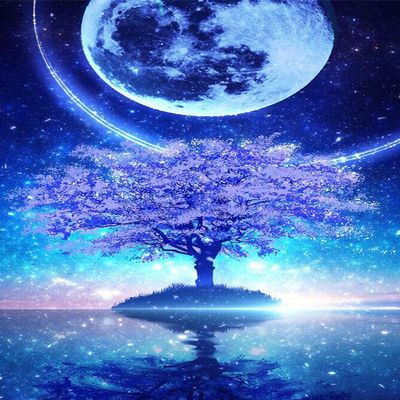 1000 Pieces Jigsaw Puzzle for Adults, Blue Moon Star Tree Wooden Jigsaw Puzzle, Exercise Memory Relieve Stress Game Jigsaw Puzzle Family Activities Decompression Gifts