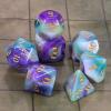 CiaraQ DND Polyhedral Dice Set with Dice Bag for Dungeons and Dragons RPG MTG Role Playing Table Games (Purple Mixed White + Gold Font) view 2