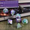 CiaraQ DND Polyhedral Dice Set with Dice Bag for Dungeons and Dragons RPG MTG Role Playing Table Games (Purple Mixed White + Gold Font) view 3