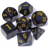 CiaraQ DND Polyhedral Dice Set with Dice Bag for Dungeons and Dragons RPG MTG Role Playing Table Games (Black+Gold Font) view 1