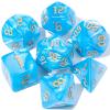 CiaraQ DND Polyhedral Dice Set with Dice Bag for Dungeons and Dragons RPG MTG Role Playing Table Games (Blue + Gold Font) view 1