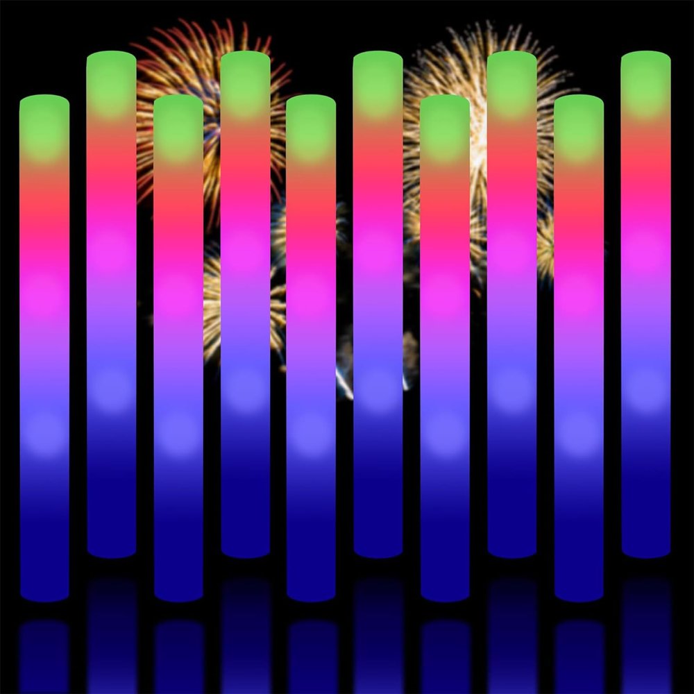 Taotuo Glow Stick Bulk 45 Pcs LED Foam Glow Sticks Party Supplies with 3 Flashing Modes,Glow Sticks Party Pack, Glow in Dark Party Supplies for Wedding, Raves, Concert,Christmas