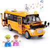 Crelloci School Bus Toy, Die Cast Model Car with Flashing Lights & Sounds, Friction Powered, Back & Side Doors Open, Large Yellow Metal Toy Vehicles, Play Bus Easter Gift for Kids Toddlers Ages 3+ view 1