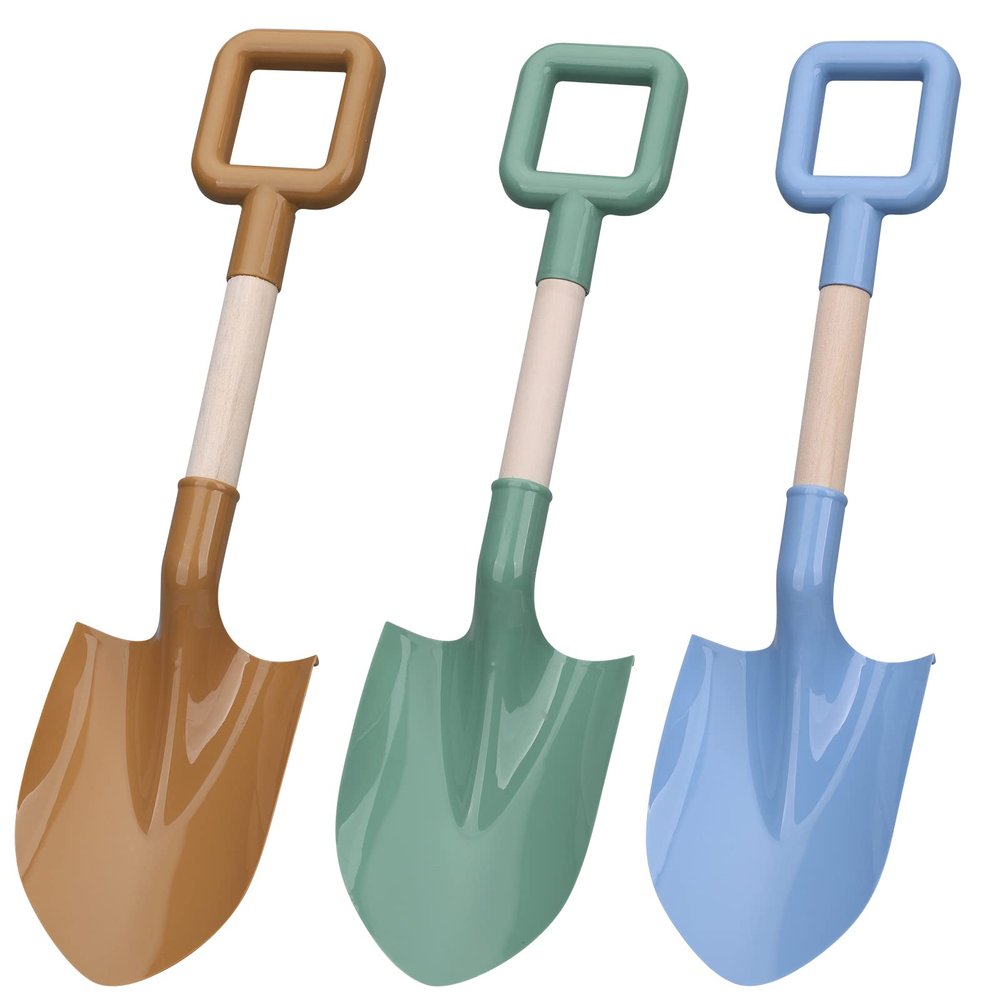 Wood Kids Garden Tool Shovels Toys, 16" Avocado Beach Spades Sand Shovels Toys for Adults Gardening Tools Kit Travel Sandbox Toy Snow Scoop Wood Handle Spade for Digging Sand Snow 3 Pack