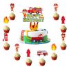 43 Fire Truck Cake Decoration Pack, 1 Fire Truck Happy Birthday Cake Topper 42 cupcake toppers, Fire Truck Party Decoration For Birthday Firefighter Birthday Party Supplies view 1