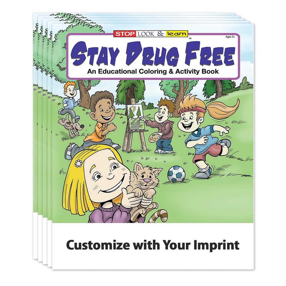 ZOCO  Stay Drug Free  Custom Coloring Books (250 Bulk Pack, Without Crayons)  Community Outreach, AntiDrug Awareness Safety  Games, Puzzles, Activities for Kids