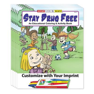ZOCO  Stay Drug Free  Custom Coloring Books (250 Bulk Pack, With Crayons)  Community Outreach, AntiDrug Awareness Safety  Games, Puzzles, Activities for Kids
